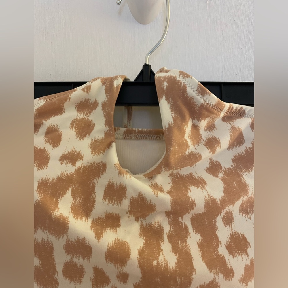Aerie Leopard Print Longline Halter Bikini Top - Picture 3 of 7